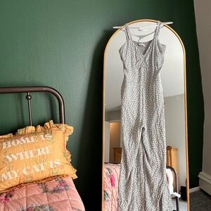 Abercrombie & Fitch Light Gray Polka Dot Jumpsuit